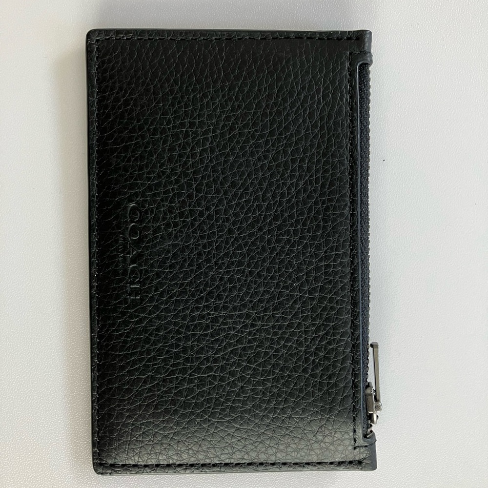 COACH Leather  Zip Card Wallet (Black) - New with Tags